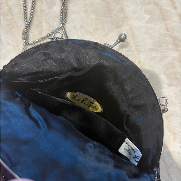 Vintage La Regale Black Bugle Beaded Evening Bag Kiss Lock Purse - Picture 4 of 4